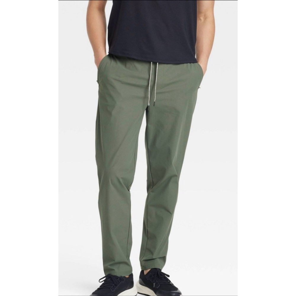 🫒 Men’s 360 Lifestyle Drawstring Pants – All in Motion™ – Dark Olive – L – NWT